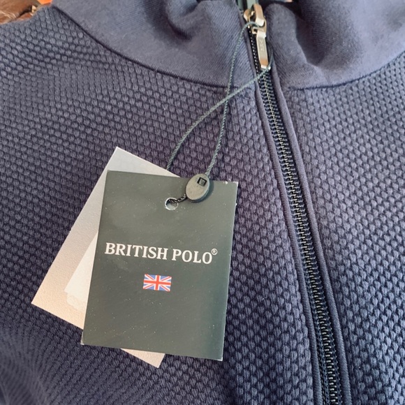 British Polo Blue 1/4 Zip Up Waffle Long Sleeve - Picture 6 of 12